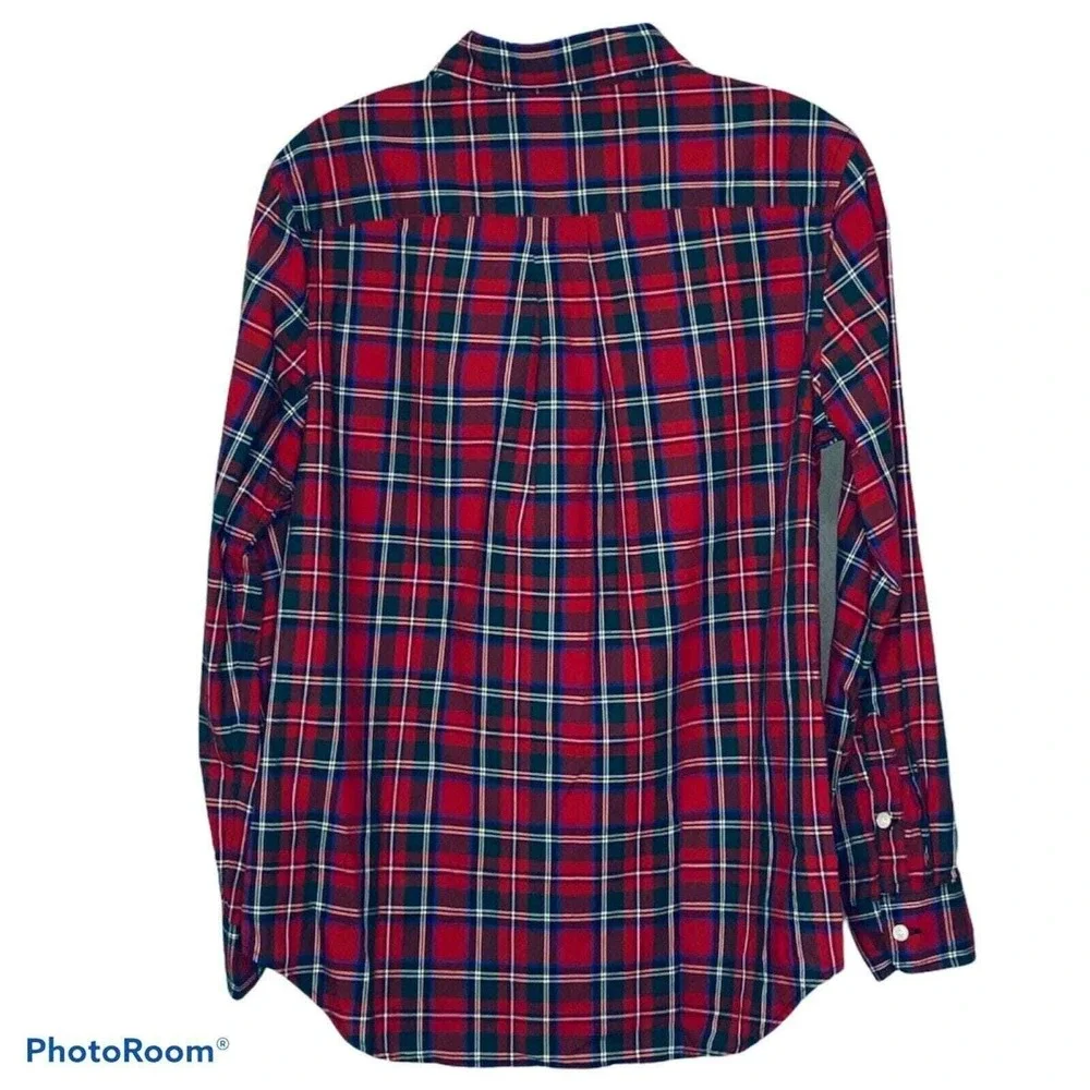Ralph Lauren Button Down Boys L‎ 14-16 Red Tartan Plaid Long Sleeve Shirt Prep